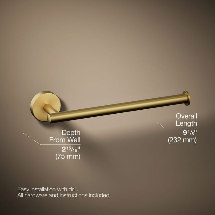 KOHLER K-27291 Elate 9" towel arm, vibrant brushed moderne brass - view 5