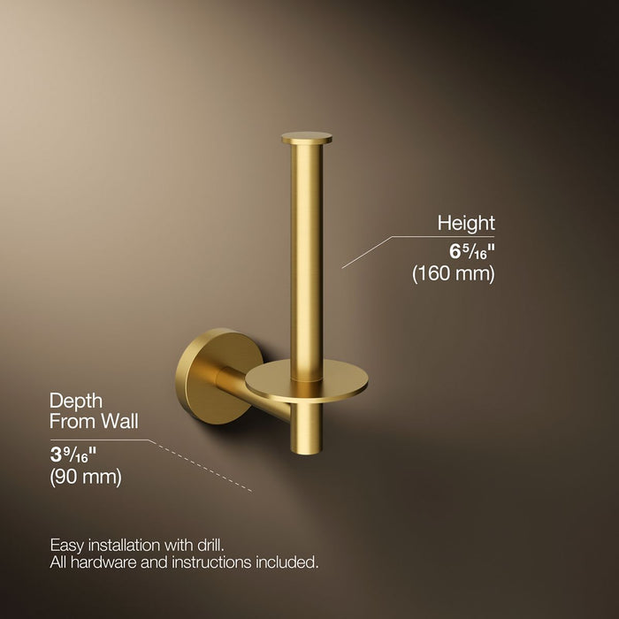 KOHLER K-27293 Elate Vertical toilet paper holder, vibrant brushed moderne brass - view 5