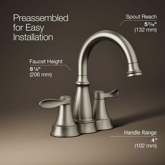 KOHLER K-27378-4N Bellera Centerset bathroom sink faucet, 0.5 gpm, vibrant brushed nickel - view 3
