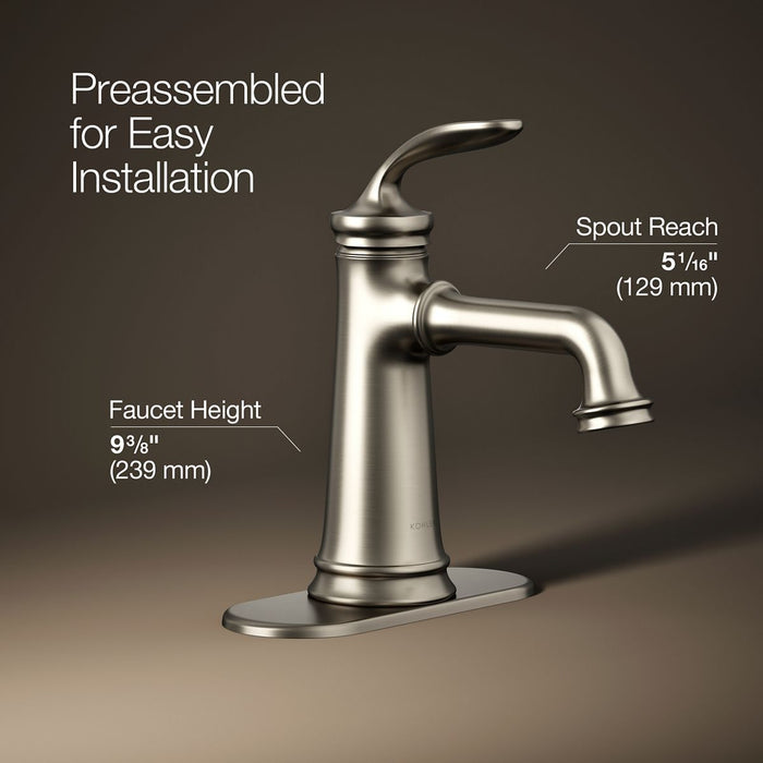 KOHLER K-27379-4 Bellera Single-handle bathroom sink faucet, 1.2 gpm, vibrant brushed nickel - view 3
