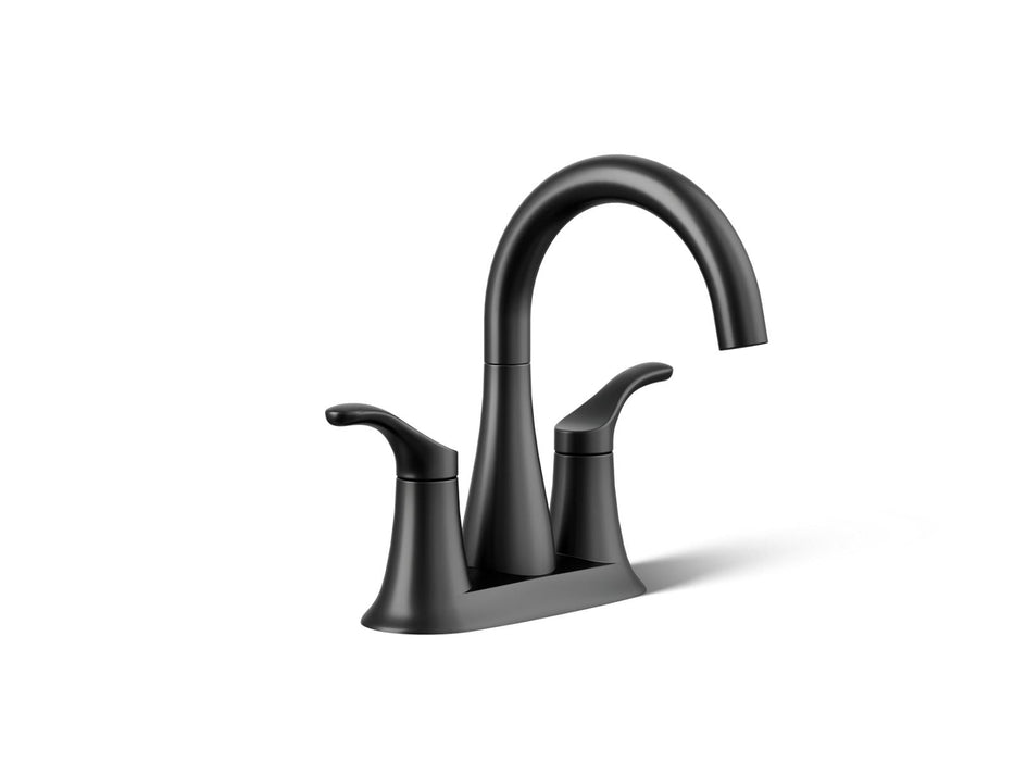 KOHLER K-27388-4 Simplice Centerset bathroom sink faucet, 1.2 gpm, matte black
