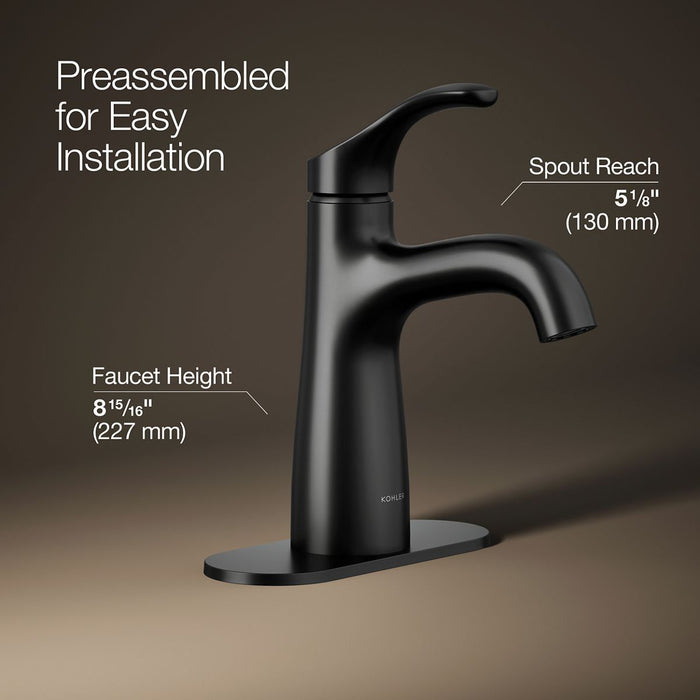 KOHLER K-27389-4 Simplice Single-handle bathroom sink faucet, 1.2 gpm, matte black - view 3