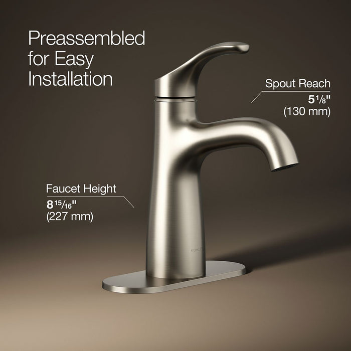 KOHLER K-27389-4 Simplice Single-handle bathroom sink faucet, 1.2 gpm, vibrant brushed nickel - view 3