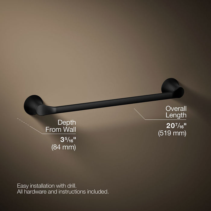 KOHLER K-27393 Simplice 18" towel bar, matte black - view 3