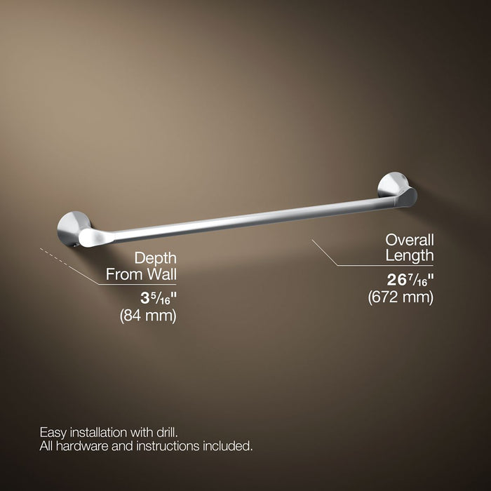 KOHLER K-27394 Simplice 24" towel bar, polished chrome - view 3