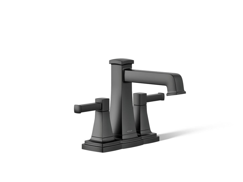 KOHLER K-27398-4 Riff Centerset bathroom sink faucet, 1.2 gpm, matte black