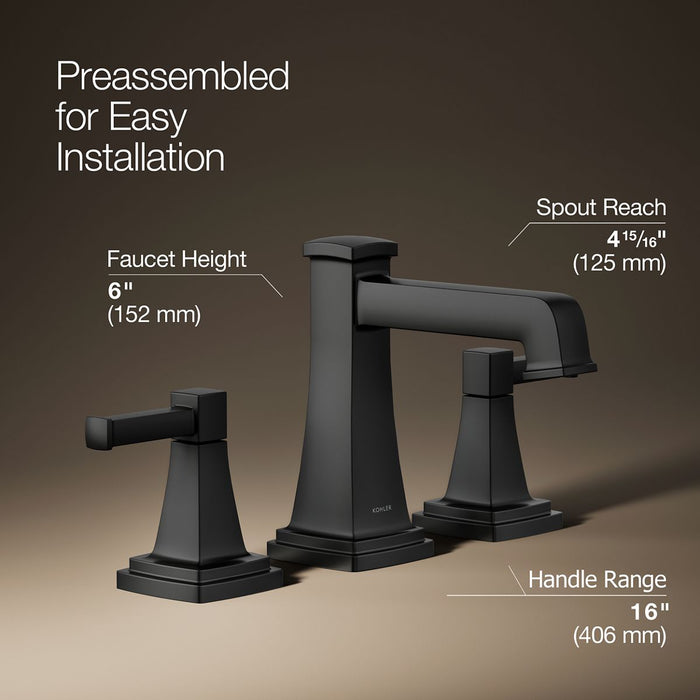 KOHLER K-27399-4 Riff Widespread bathroom sink faucet, 1.2 gpm, matte black - view 3