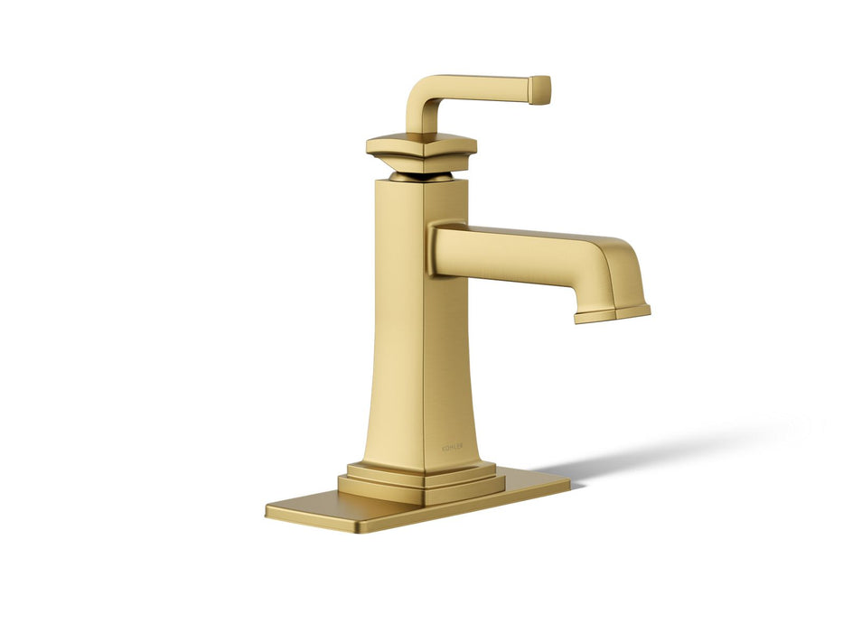 KOHLER K-27400-4K Riff Single-handle bathroom sink faucet, 1.0 gpm, vibrant brushed moderne brass