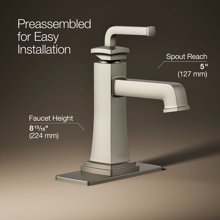 KOHLER K-27400-4K Riff Single-handle bathroom sink faucet, 1.0 gpm, vibrant brushed nickel - view 3