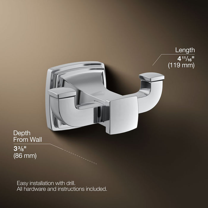 KOHLER K-27411 Riff Double robe hook, polished chrome - view 4