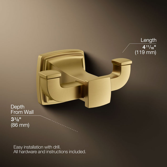 KOHLER K-27411 Riff Double robe hook, vibrant brushed moderne brass - view 4