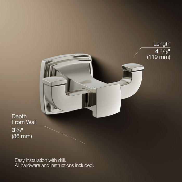 KOHLER K-27411 Riff Double robe hook, vibrant polished nickel - view 4