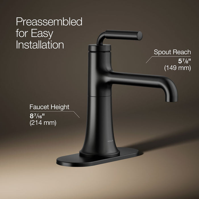 KOHLER K-27415-4 Tone Single-handle bathroom sink faucet, 1.2 gpm, matte black - view 3