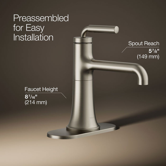 KOHLER K-27415-4 Tone Single-handle bathroom sink faucet, 1.2 gpm, vibrant brushed nickel - view 3