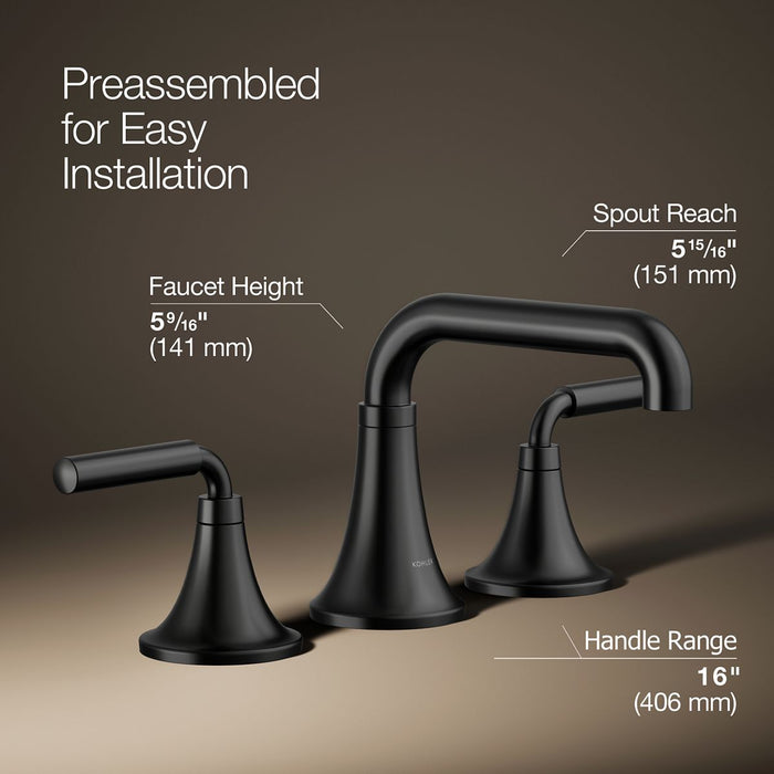 KOHLER K-27416-4K Tone Widespread bathroom sink faucet, 1.0 gpm, matte black - view 3