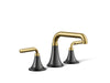KOHLER K-27416-4N Tone Widespread bathroom sink faucet, 0.5 gpm, matte black with brushed moderne brass
