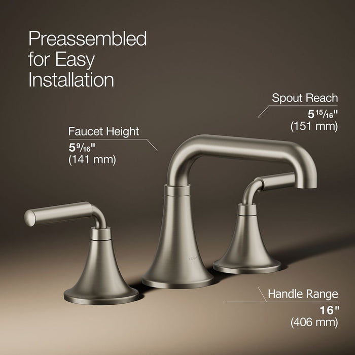 KOHLER K-27416-4N Tone Widespread bathroom sink faucet, 0.5 gpm, vibrant brushed nickel - view 3