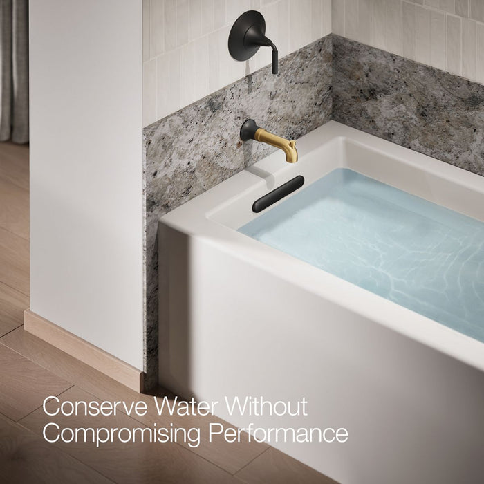 KOHLER K-27422 Tone Wall-mount bath spout with diverter, matte black with brushed moderne brass - view 4