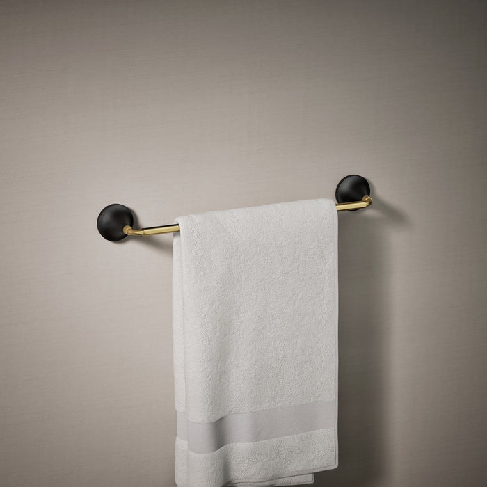 KOHLER K-27425 Tone 18" towel bar, matte black with brushed moderne brass - view 2