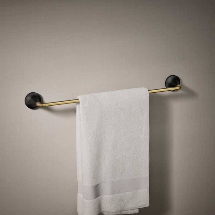 KOHLER K-27426 Tone 24" towel bar, matte black with brushed moderne brass - view 3