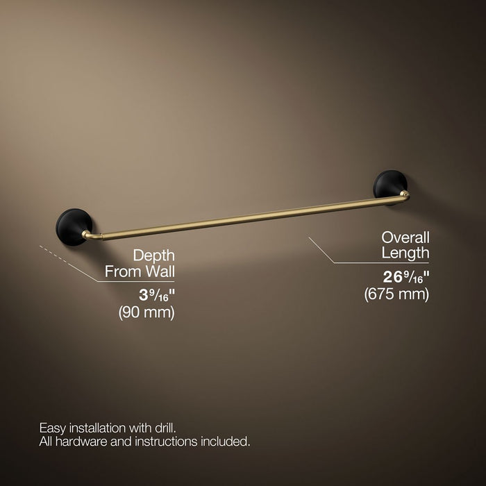 KOHLER K-27426 Tone 24" towel bar, matte black with brushed moderne brass - view 5