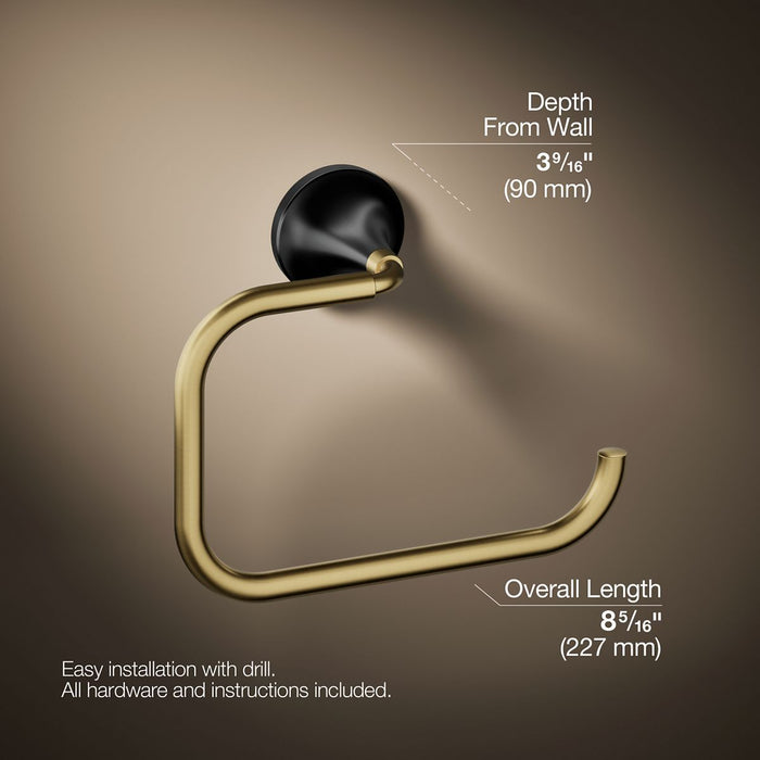 KOHLER K-27428 Tone Towel ring, matte black with brushed moderne brass - view 5