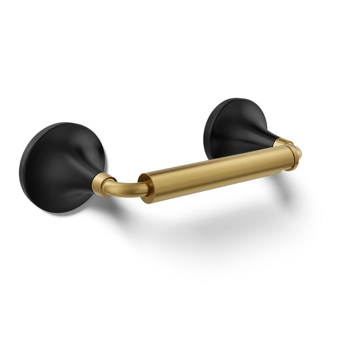 KOHLER K-27429 Tone Pivoting toilet paper holder, matte black with brushed moderne brass - view 4
