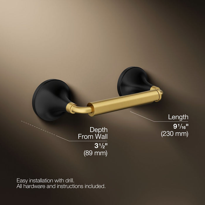 KOHLER K-27429 Tone Pivoting toilet paper holder, matte black with brushed moderne brass - view 5