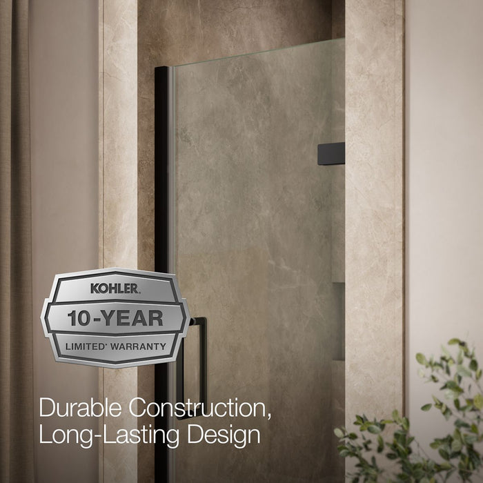 KOHLER K-27576-10L Composed 27-5/8"?Çô28-3/8" W x 71-1/2" H frameless pivot shower door with 3/8" Crystal Clear glass and...