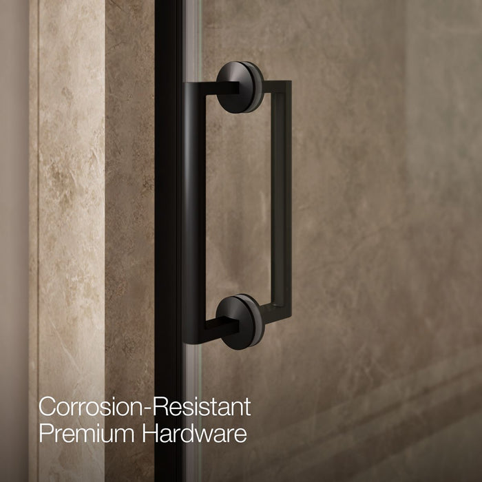 KOHLER K-27577-10L Components 27-5/8"?Çô28-3/8" W x 71-1/2" frameless pivot shower door with 3/8" Crystal Clear glass and back-to-back vertical door pulls