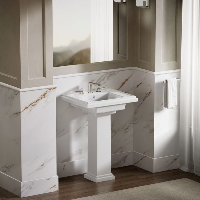 KOHLER K-2757-8 Tresham 24" square pedestal bathroom sink, white - view 4