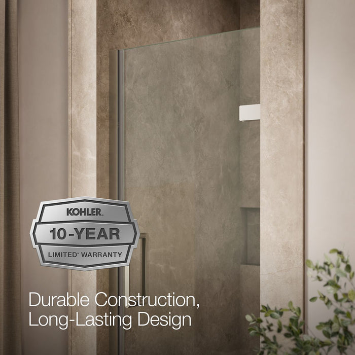 KOHLER K-27582-10L Composed 29-5/8"?Çô30-3/8" W x 71-1/2" H frameless pivot shower door with 3/8" Crystal Clear glass and...