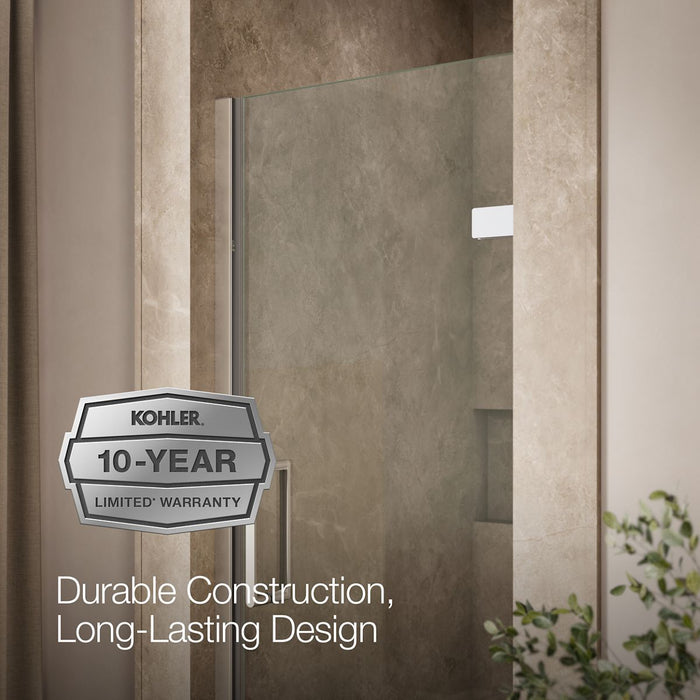 KOHLER K-27582-10L Composed 29-5/8"?Çô30-3/8" W x 71-1/2" H frameless pivot shower door with 3/8" Crystal Clear glass and...