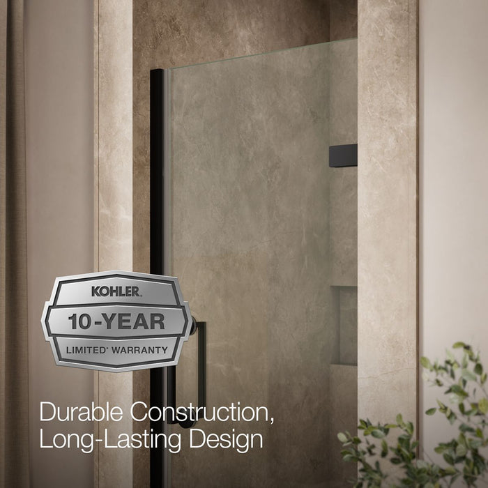 KOHLER K-27583-10L Components 29-5/8"?Çô30-3/8" W x 71-1/2" H frameless pivot shower door with 3/8" Crystal Clear glass...