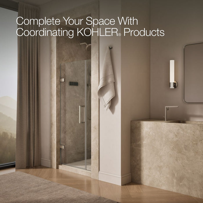 KOHLER K-27588-10L Composed 33-5/8"?Çô34-3/8" W x 71-1/2" H frameless pivot shower door with 3/8" Crystal Clear glass and...
