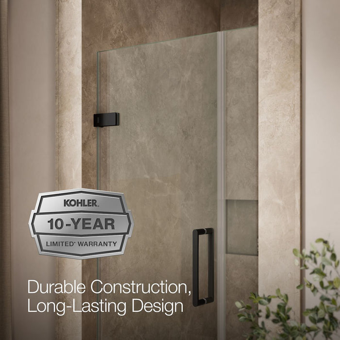 KOHLER K-27588-10L Composed 33-5/8"?Çô34-3/8" W x 71-1/2" H frameless pivot shower door with 3/8" Crystal Clear glass and...