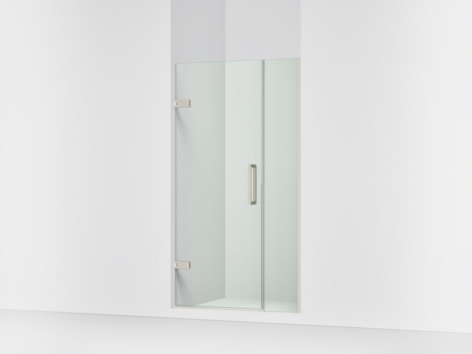 KOHLER K-27600-10L Composed 39-5/8"?Çô40-3/8"W x 71-1/2"H frameless pivot shower door with 3/8" Crystal Clear glass and...