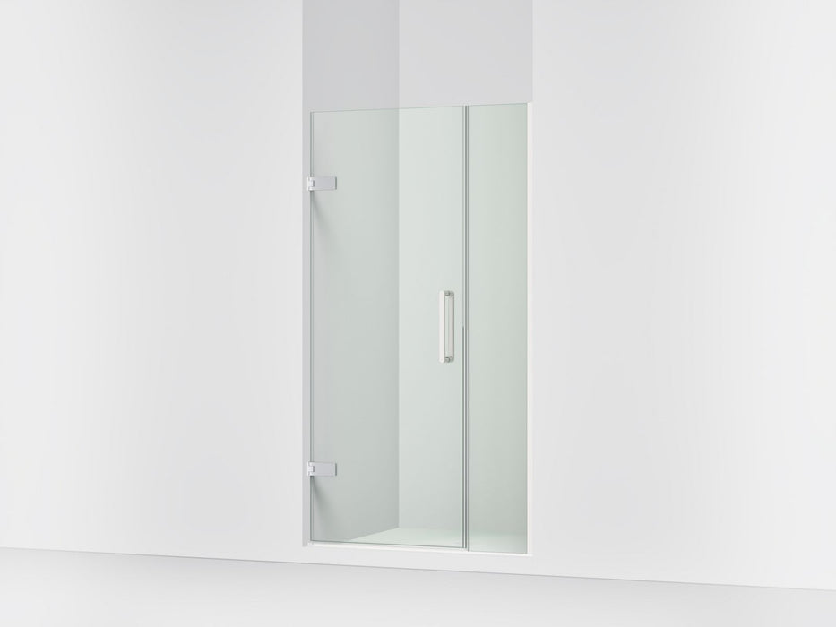 KOHLER K-27600-10L Composed 39-5/8"?Çô40-3/8"W x 71-1/2"H frameless pivot shower door with 3/8" Crystal Clear glass and...