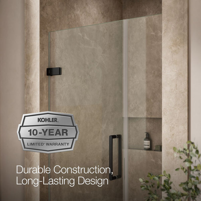KOHLER K-27600-10L Composed 39-5/8"?Çô40-3/8"W x 71-1/2"H frameless pivot shower door with 3/8" Crystal Clear glass and...