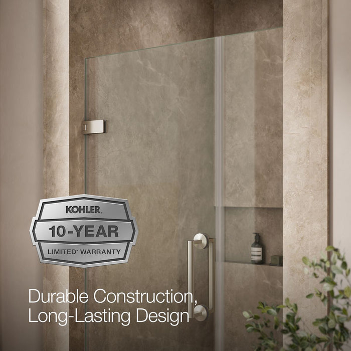 KOHLER K-27601-10L Components 39-5/8"?Çô40-3/8"W x 71-1/2"H frameless pivot shower door with 3/8" Crystal Clear glass and...
