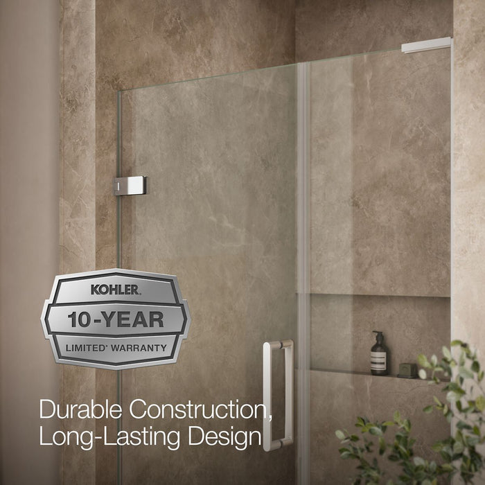 KOHLER K-27604-10L Composed 45-1/4"?Çô46" W x 71-1/2" H frameless pivot shower door with 3/8" Crystal Clear glass and...