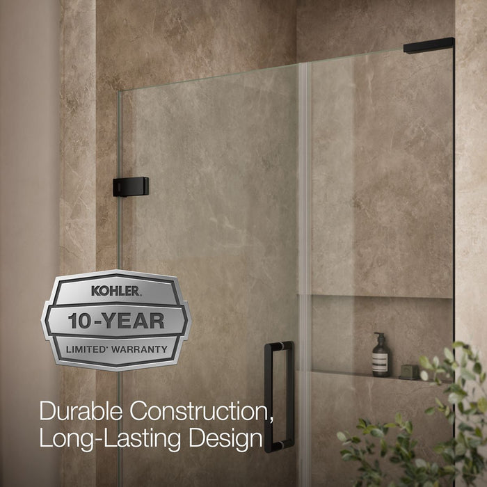 KOHLER K-27604-10L Composed 45-1/4"?Çô46" W x 71-1/2" H frameless pivot shower door with 3/8" Crystal Clear glass and...