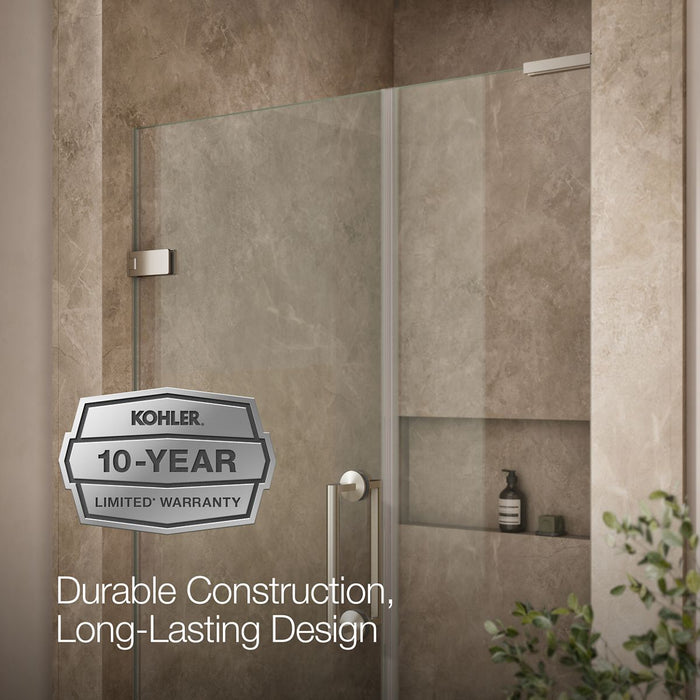 KOHLER K-27607-10L Components 71-1/2" x 46-3/4" frameless pivot shower door with 3/8" Crystal Clear glass and...
