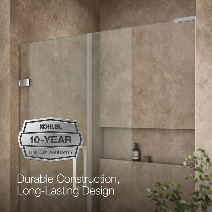 KOHLER K-27616-10L Composed 57-1/4"?Çô58" W x 71-1/2" H frameless pivot shower door with 3/8" Crystal Clear glass and...