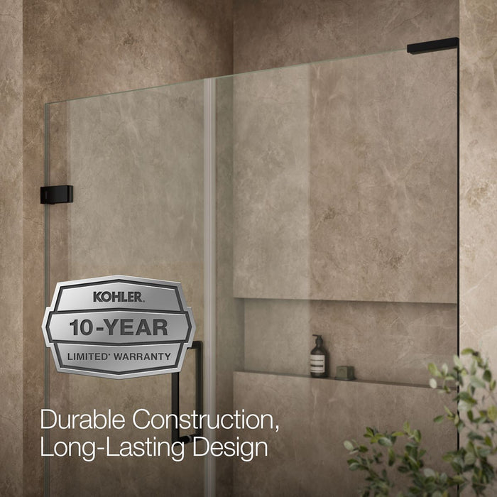 KOHLER K-27616-10L Composed 57-1/4"?Çô58" W x 71-1/2" H frameless pivot shower door with 3/8" Crystal Clear glass and...