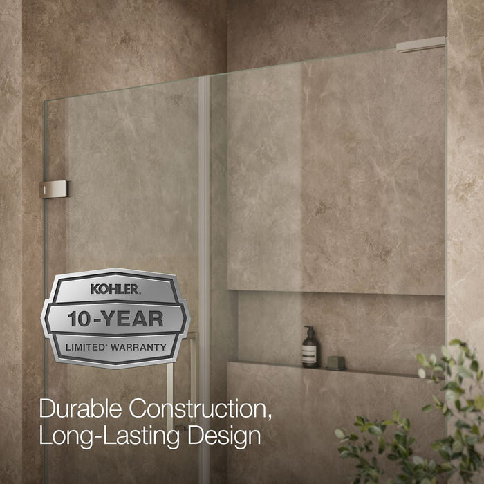 KOHLER K-27618-10L Composed 58"?Çô58-3/4" W x 71-1/2" H frameless pivot shower door with 3/8" Crystal Clear glass and...