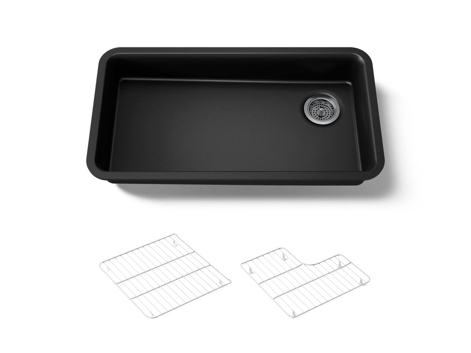 KOHLER K-27785 Cairn 33" undermount single-bowl kitchen sink, matte black