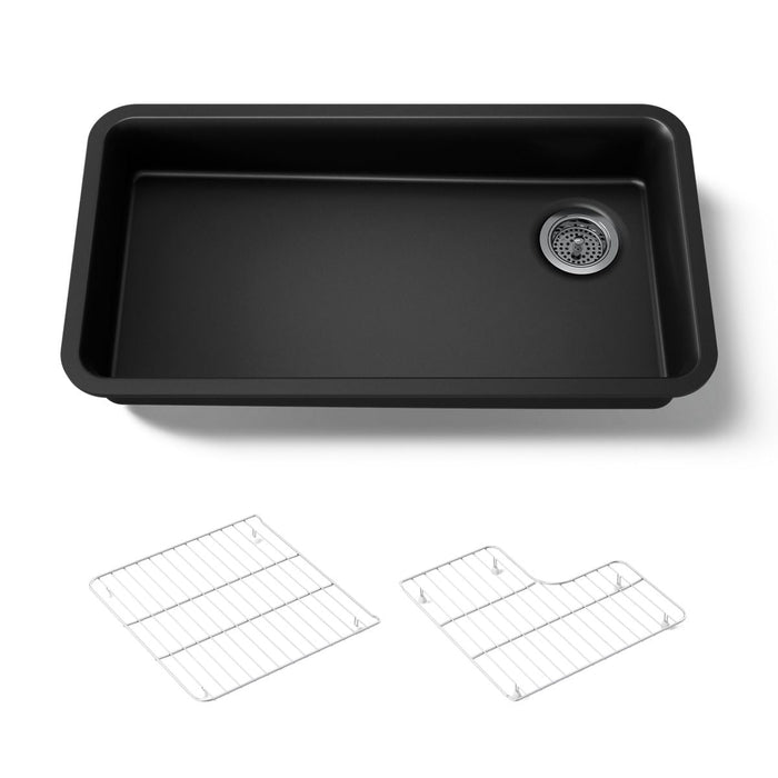 KOHLER K-27785 Cairn 33" undermount single-bowl kitchen sink, matte black - view 5