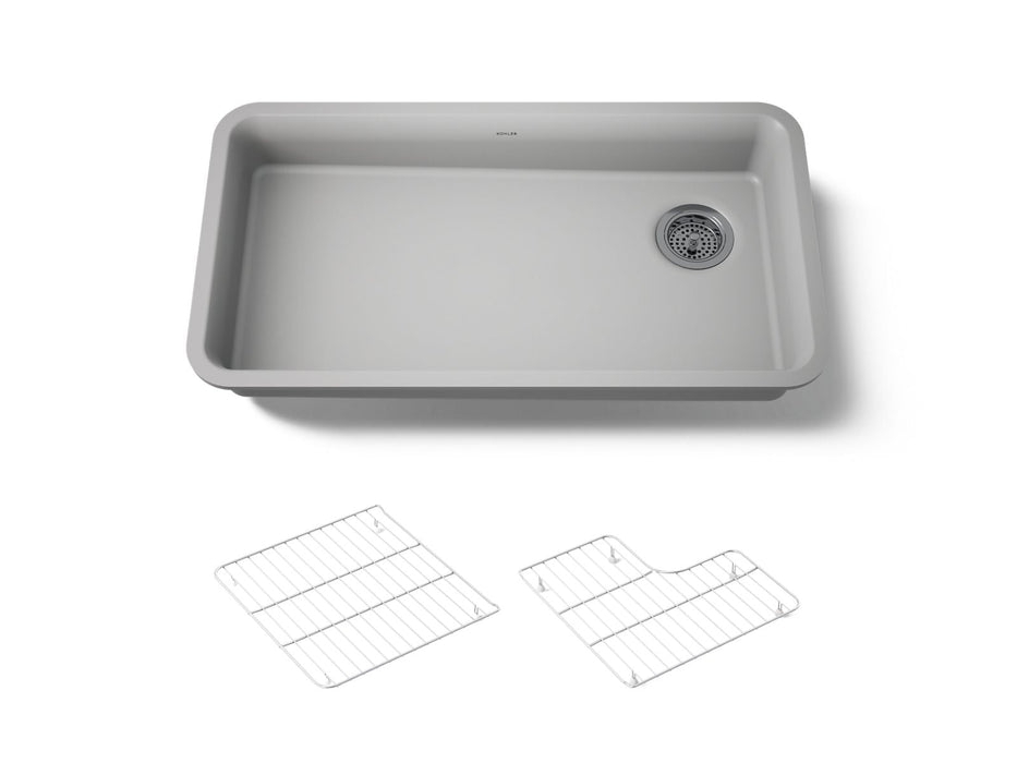 KOHLER K-27785 Cairn 33" undermount single-bowl kitchen sink, matte grey