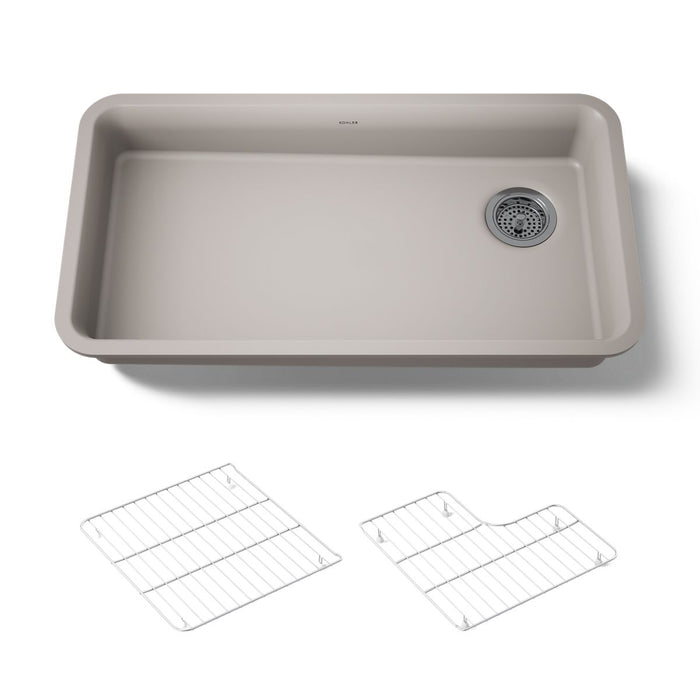 KOHLER K-27785 Cairn 33" undermount single-bowl kitchen sink, matte taupe - view 5